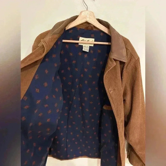 Vintage EDDIE BAUER cotton corduroy barn chore jacket leather collar sz L/ xL - Picture 8 of 11